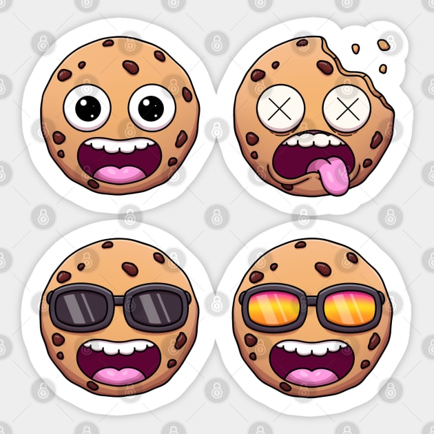 Funny Cartoon Chocolate Chip Cookie Sticker Pack Sticker by TheMaskedTooner